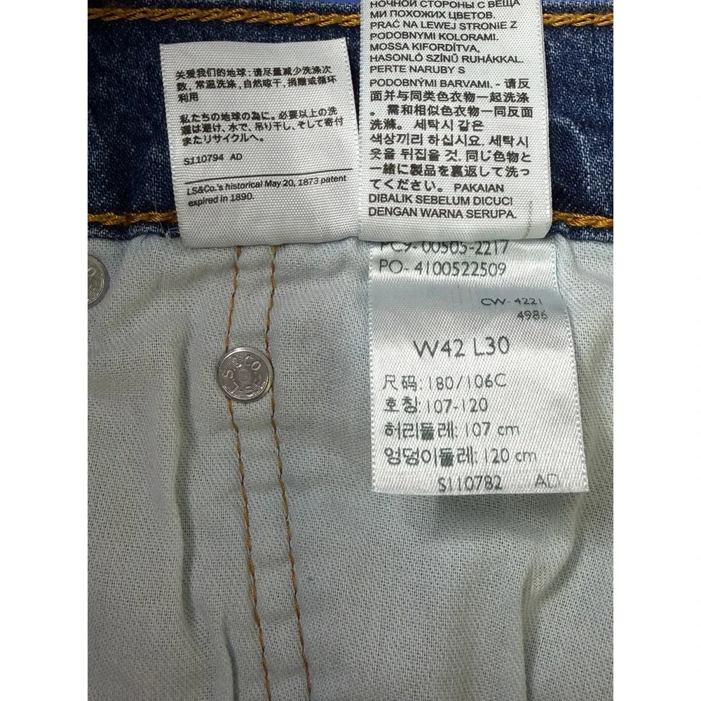 Levis 505 Jeans Mens 42x30 Blue Regular Fit Straight Leg Stretch Denim